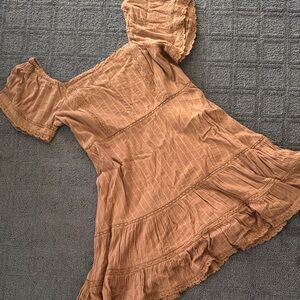 Boho Brown Ruffle Dress